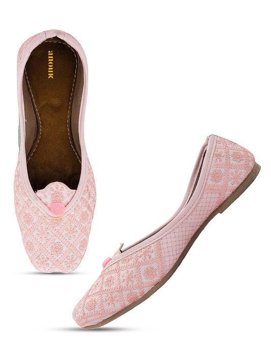 Desi Colour Women Indian Ethnic Footwear-Pink Front Flip