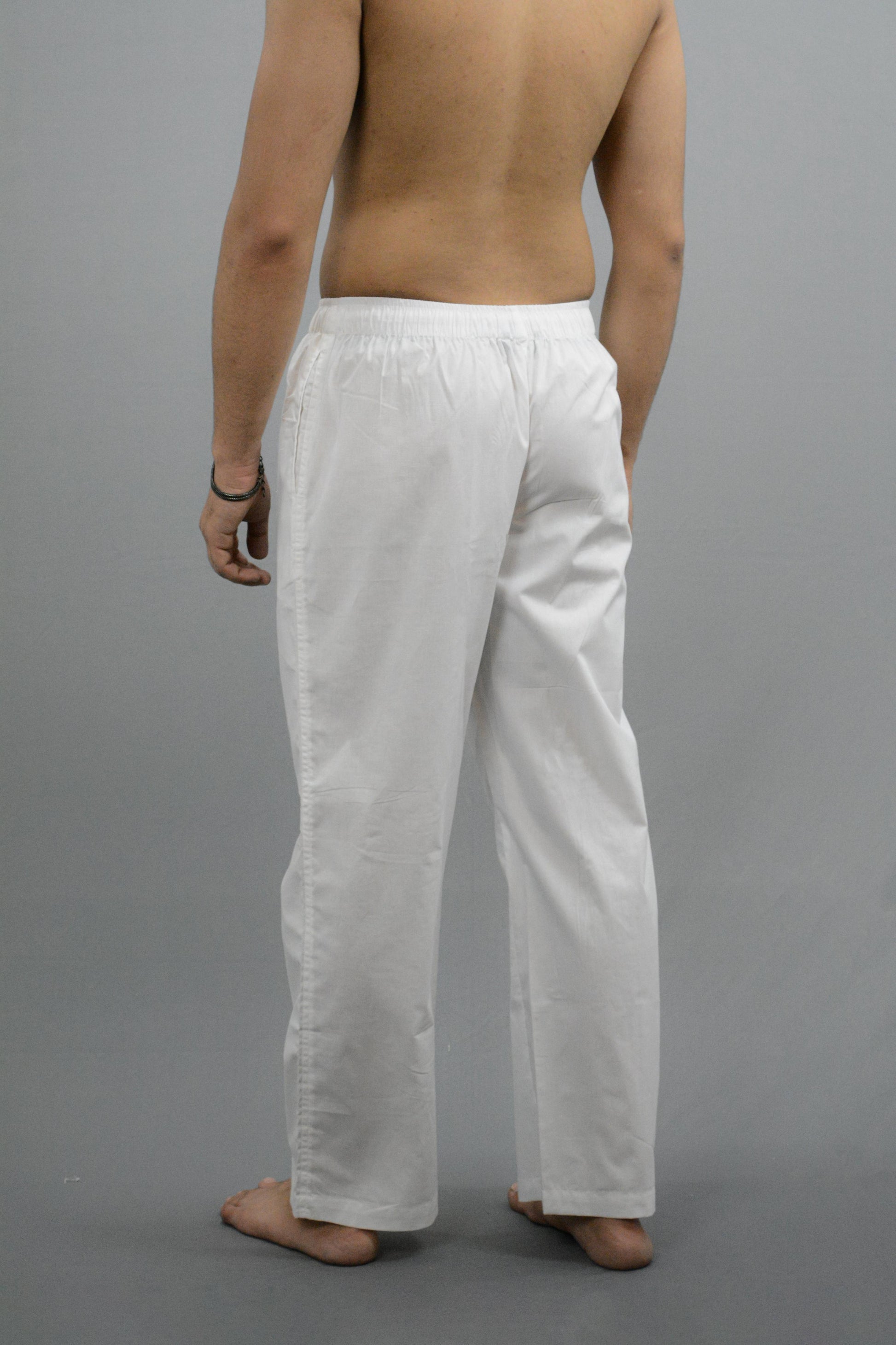 Fabmade White & Beige Combo Linen Pajama