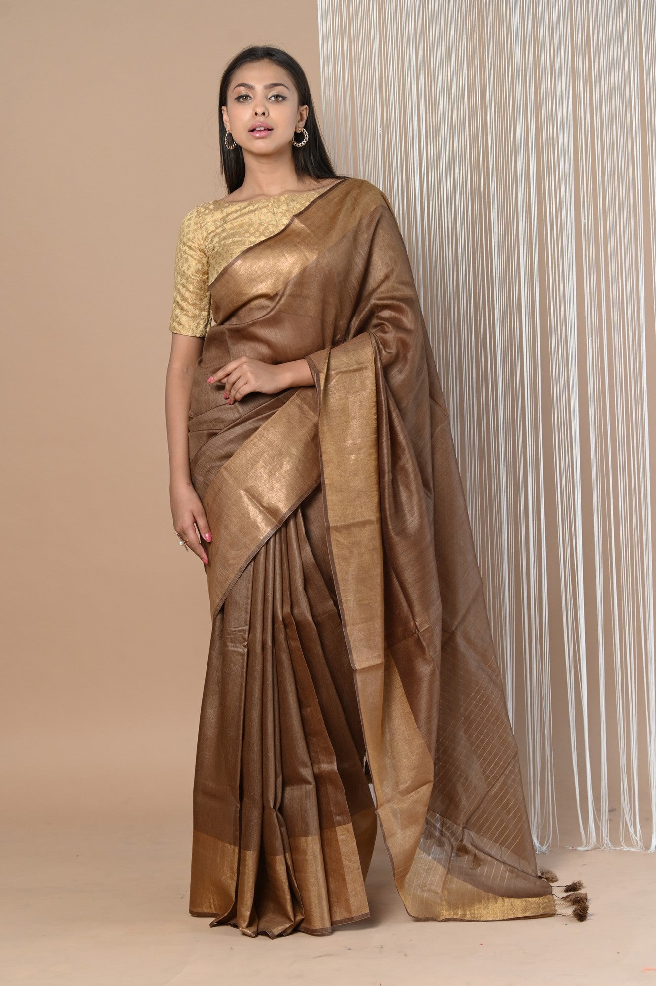 Very Much Indian Exclusive Pure Moonga Tussar Silk Grab2Buy With Beautiful Border 