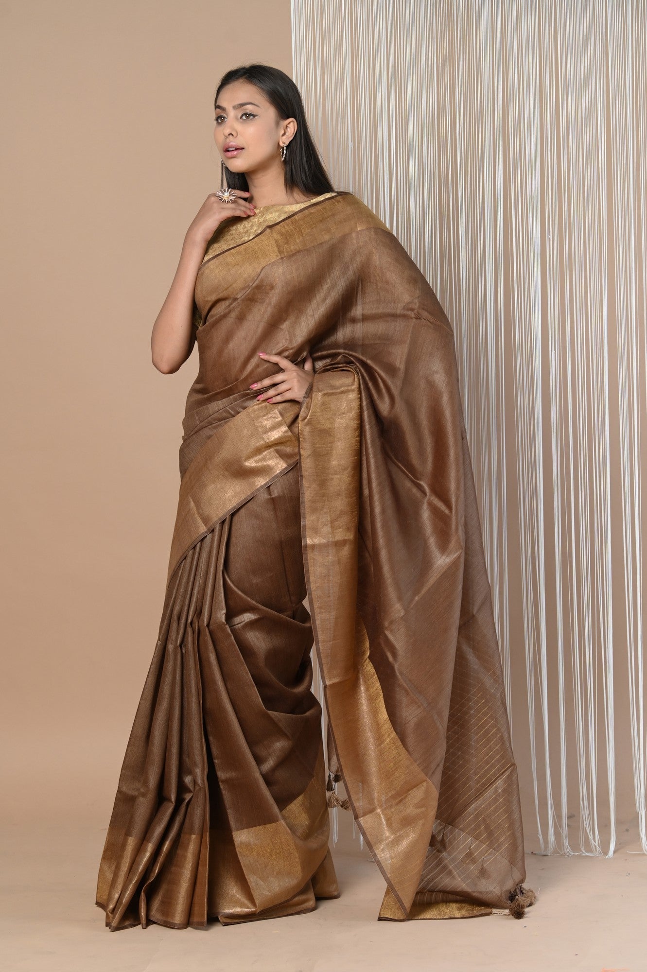 Very Much Indian Exclusive Pure Moonga Tussar Silk Grab2Buy With Beautiful Border 