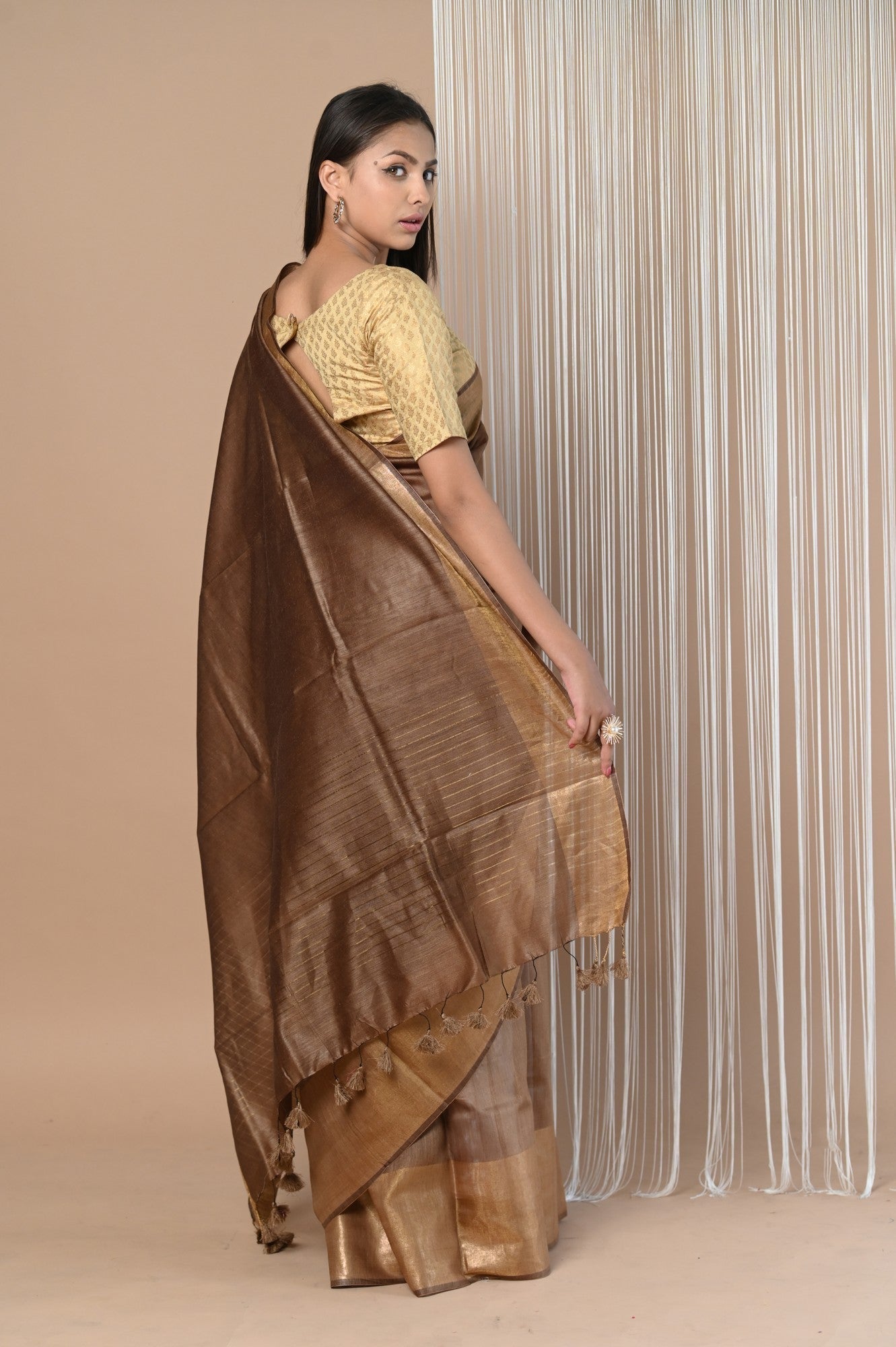 Very Much Indian Exclusive Pure Moonga Tussar Silk Grab2Buy With Beautiful Border 
