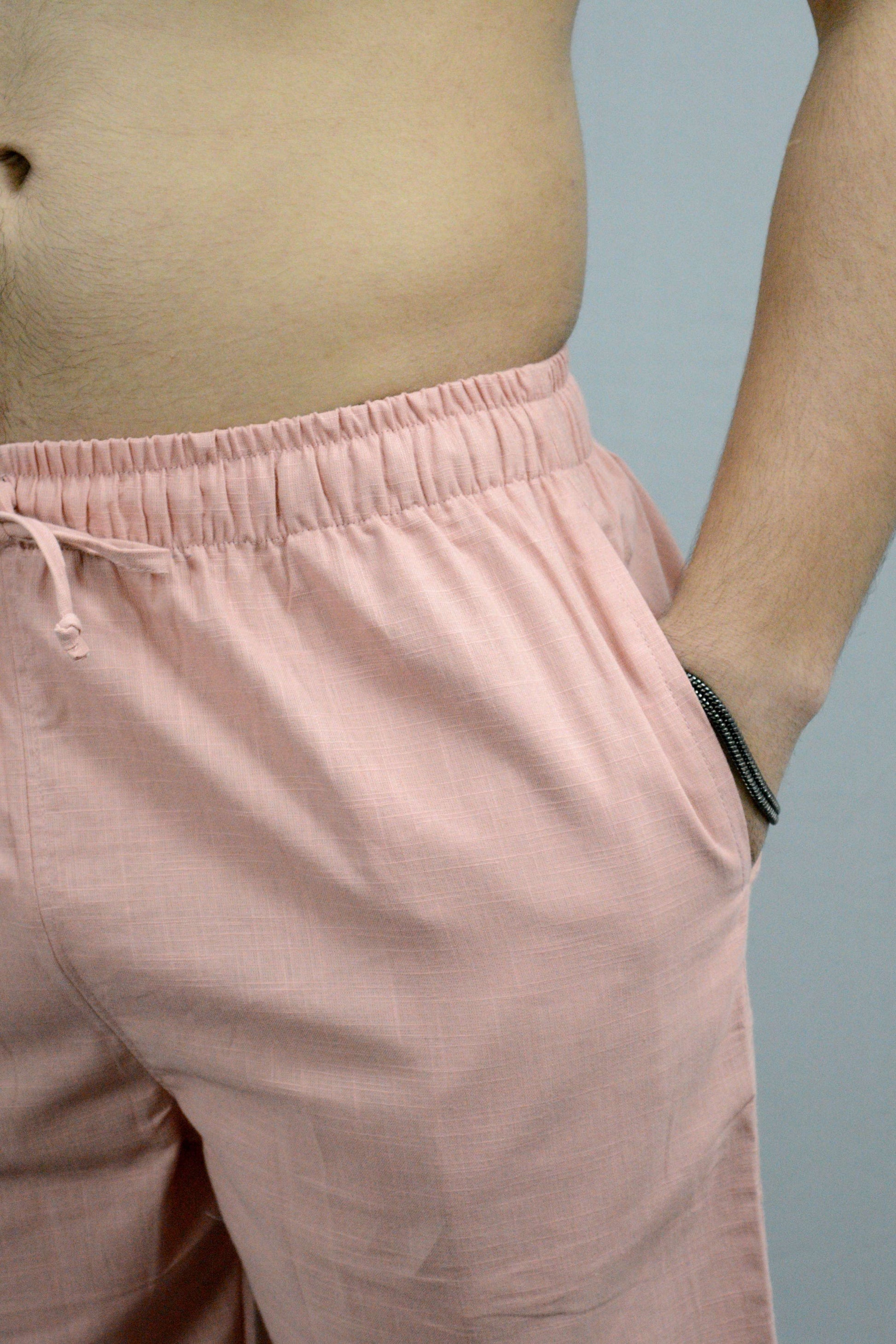 Fabmade Peach & Black Combo Linen Pajama