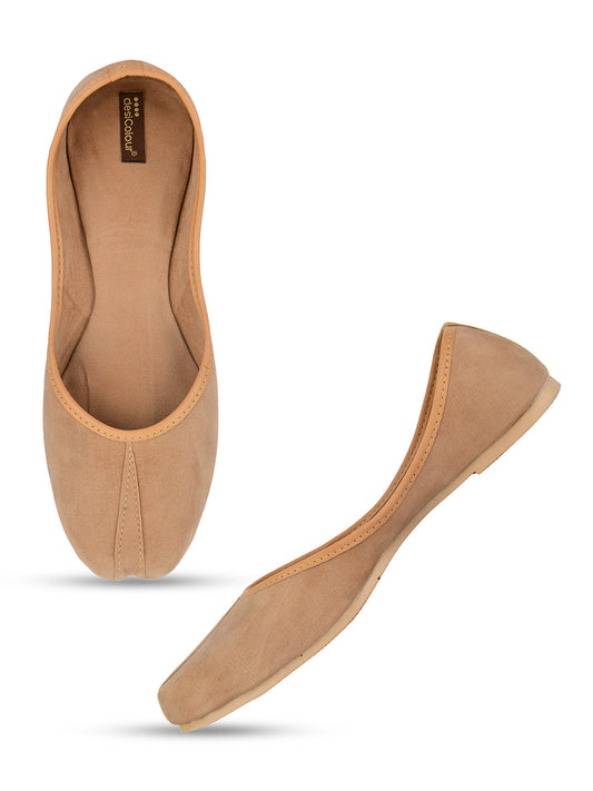 Desi Colour Women Indian Ethnic Footwear-Basic Suede -Beige
