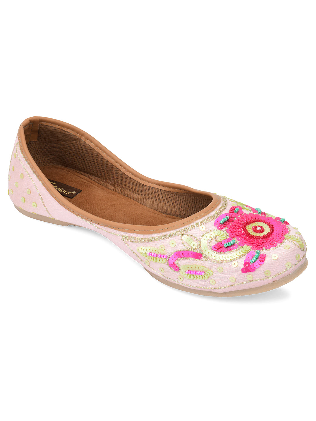 Desi Colour Women Indian Ethnic Footwear-Pink Multi