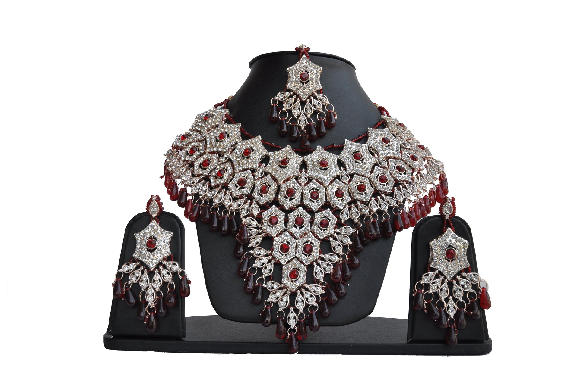 Gold-Plated Alloy Handcrafted Semi Bridal Grand Look Necklace Set - The Pari - Grab2buy