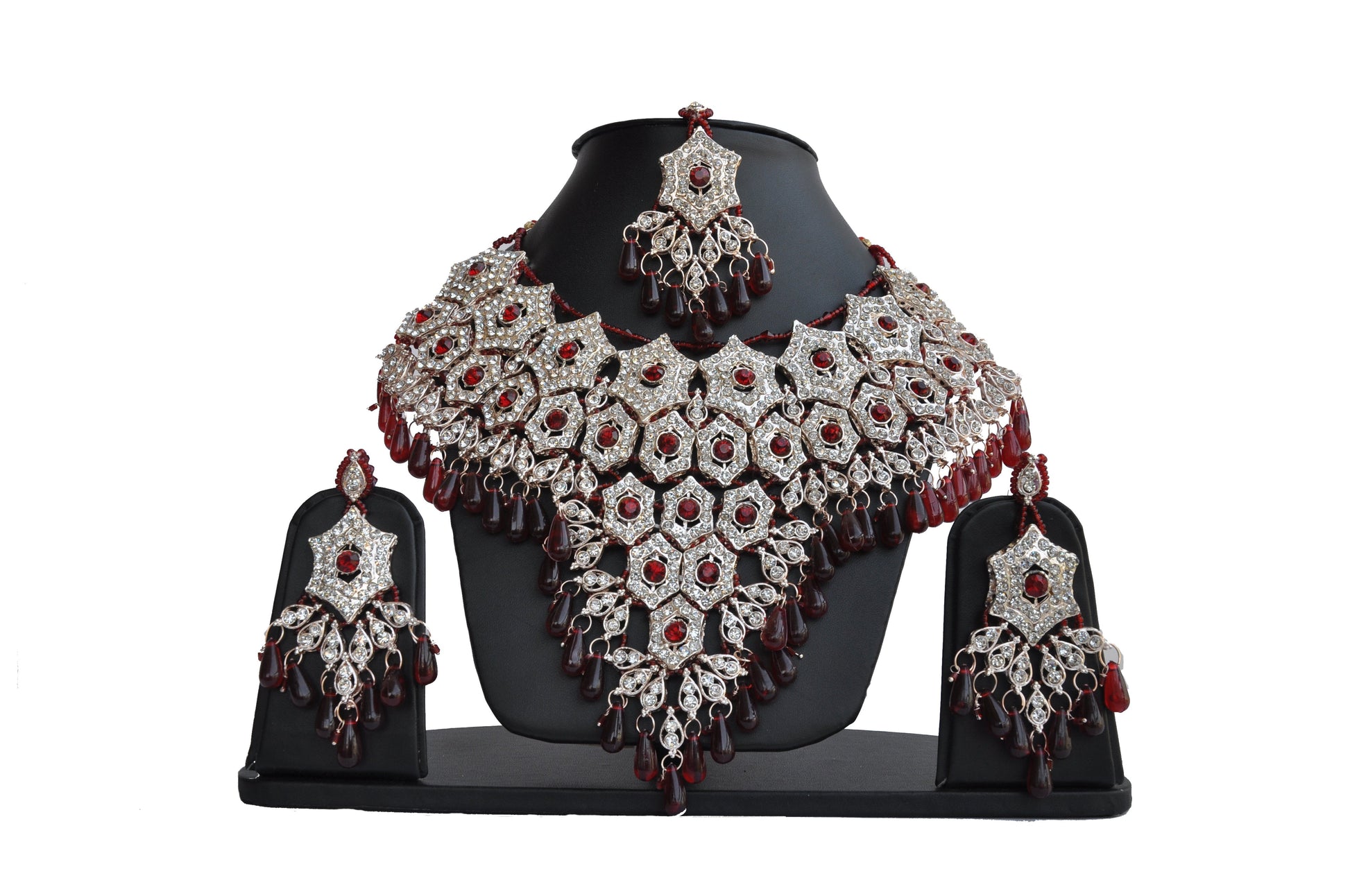 Gold-Polished Alloy Handcrafted Semi Bridal Grand Look Necklace Set - The Pari - Swadesiicart