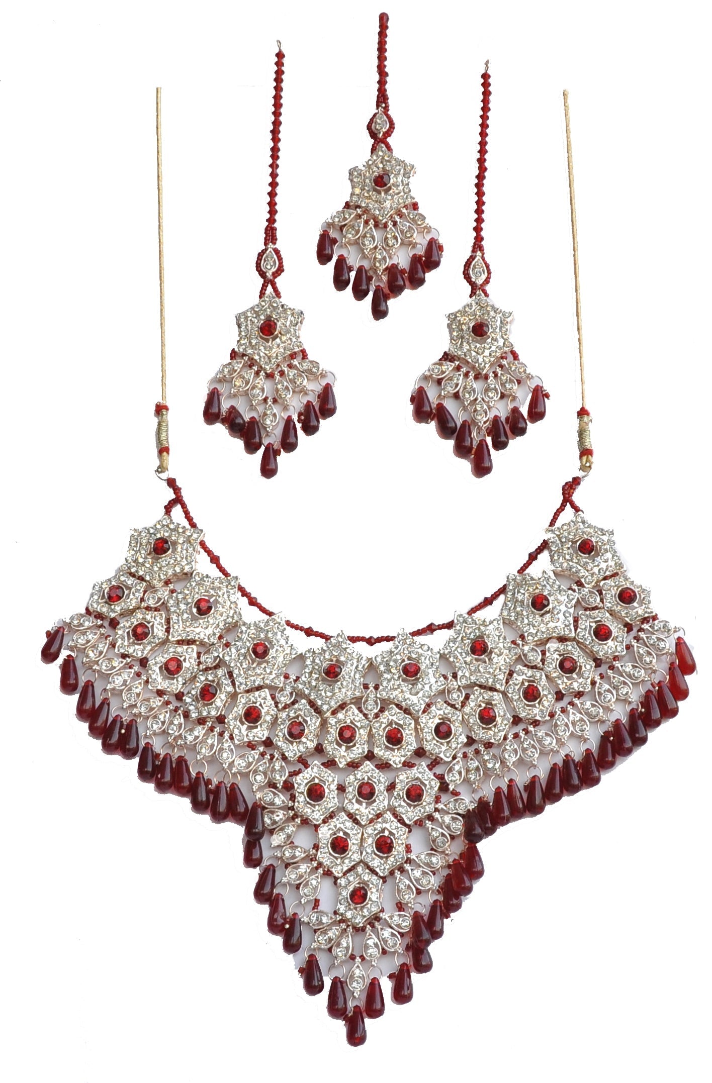 Gold-Polished Alloy Handcrafted Semi Bridal Grand Look Necklace Set - The Pari - Swadesiicart