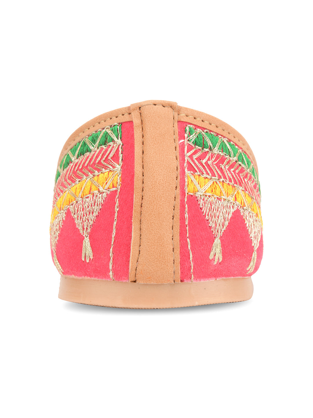 Desi Colour Women Indian Ethnic Footwear-New Mid Range- Pink Zari