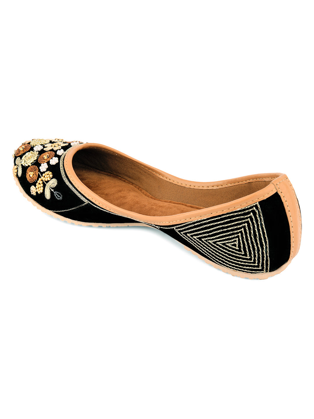 Desi Colour Women Indian Ethnic Footwear-Black Emb