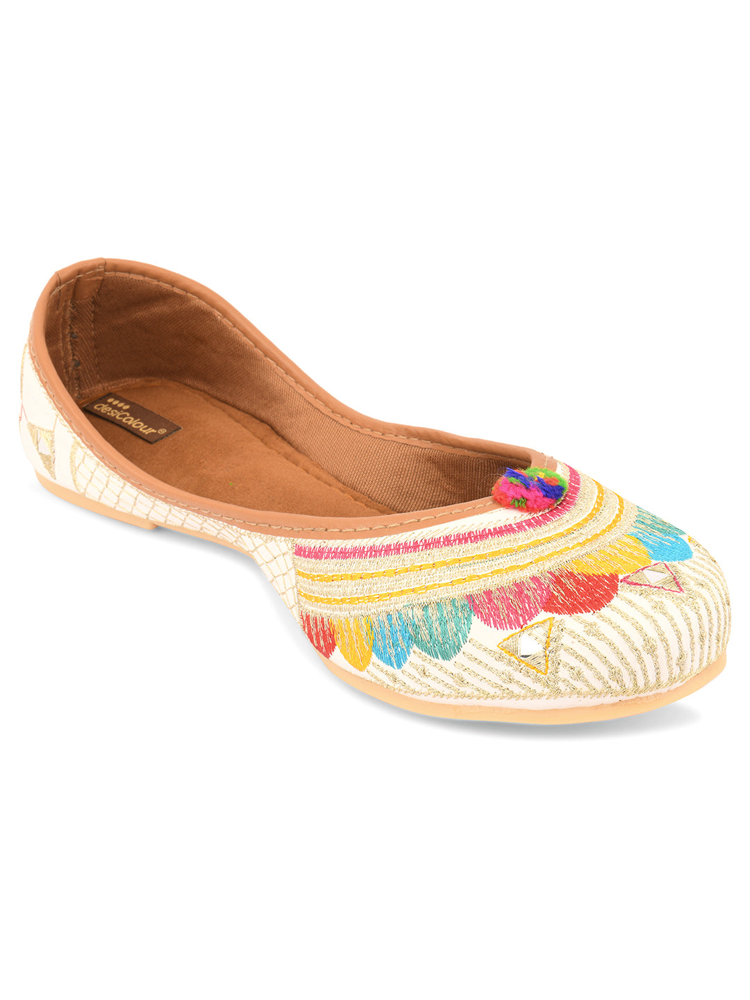 Desi Colour Women Indian Ethnic Footwear-Multi Flower