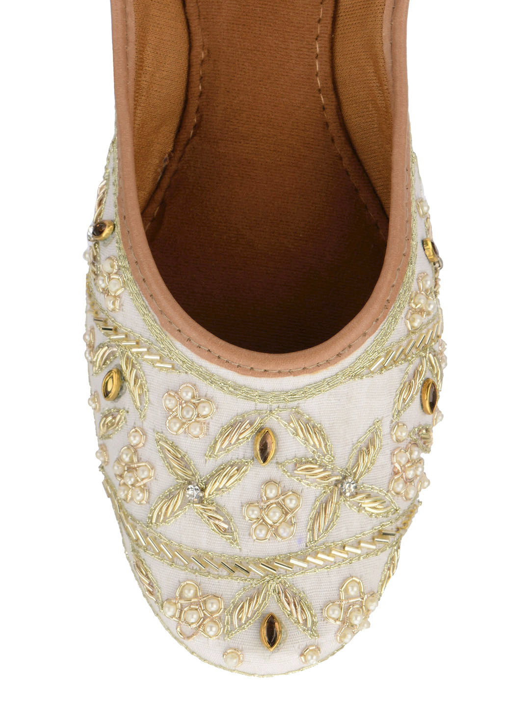 Desi Colour Women Indian Ethnic Footwear-Pearl Dabka