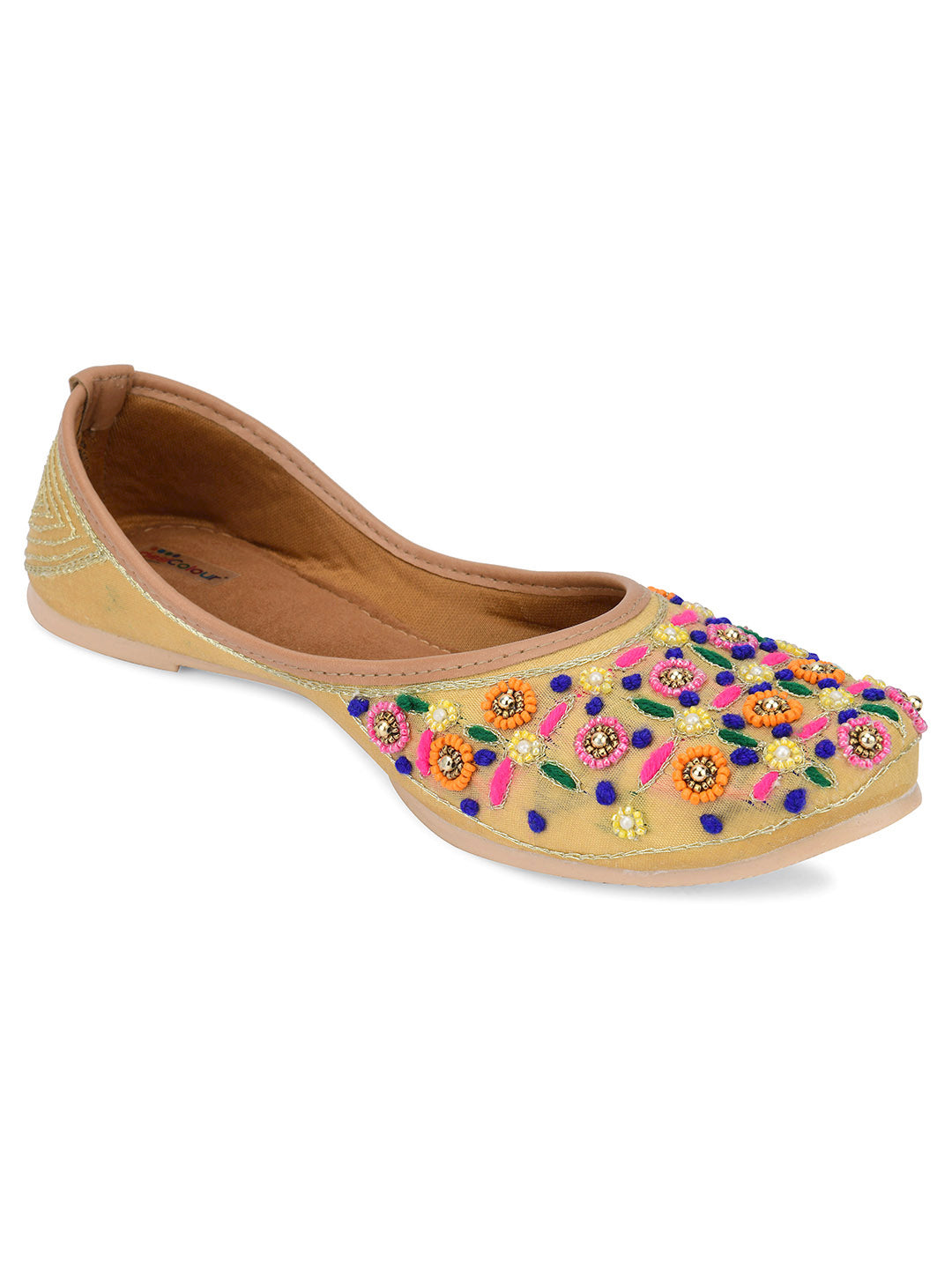 Desi Colour Women Indian Ethnic Footwear-Gold Multi