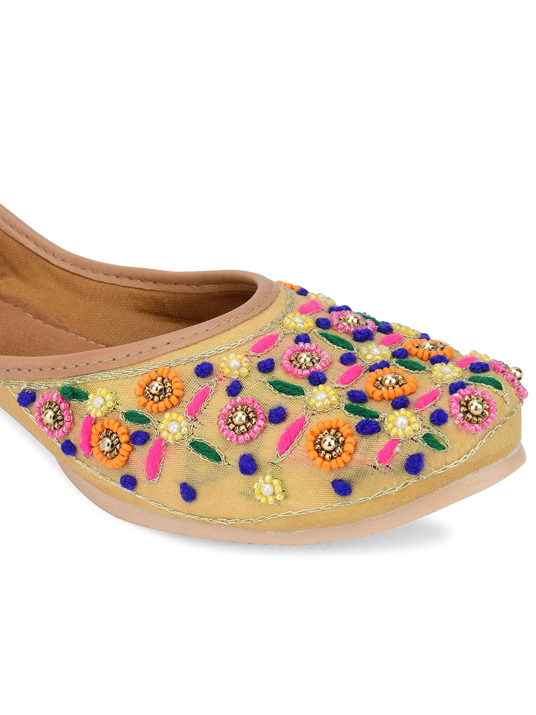 Desi Colour Women Indian Ethnic Footwear-Gold Multi
