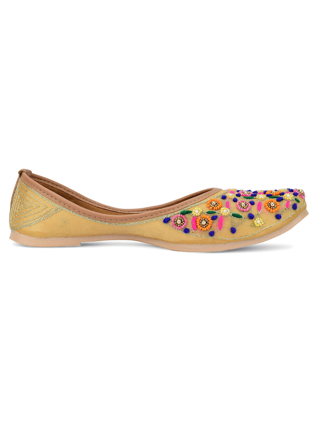 Desi Colour Women Indian Ethnic Footwear-Gold Multi