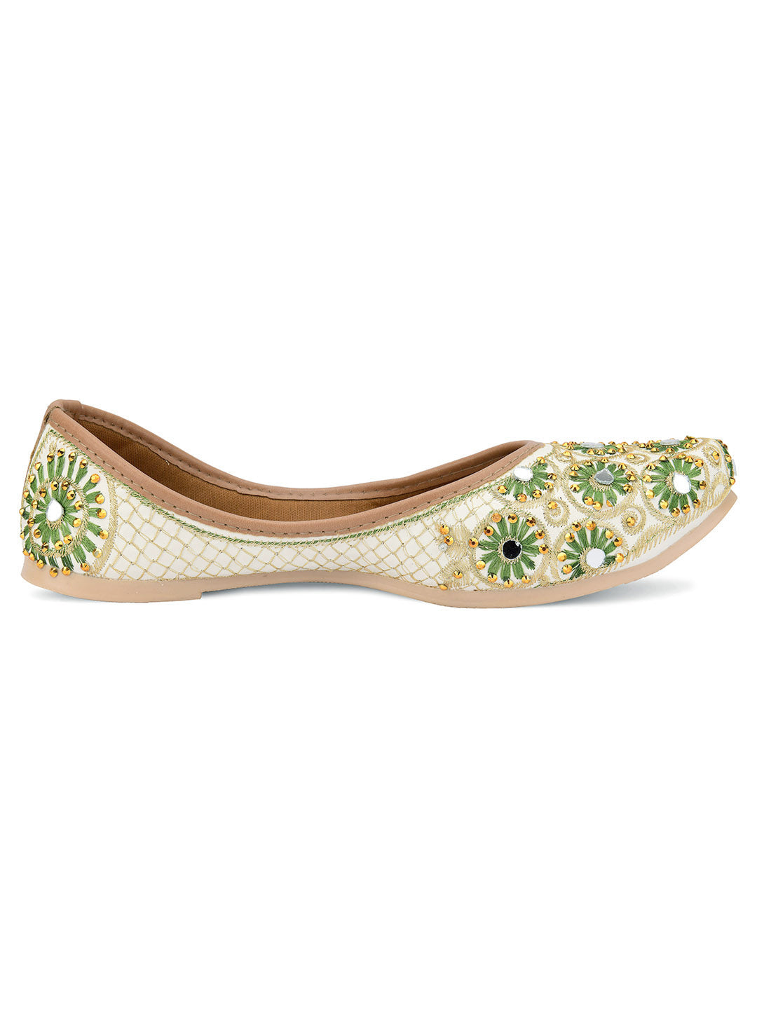 Desi Colour Women Indian Ethnic Footwear-Mini Dabka-Mirror Jarkan 4