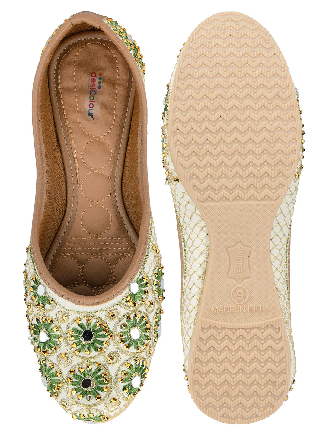 Desi Colour Women Indian Ethnic Footwear-Mini Dabka-Mirror Jarkan 4