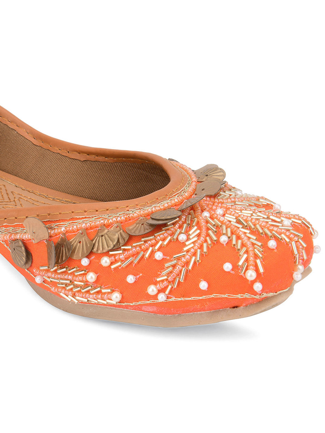 Desi Colour Women Indian Ethnic Footwear-Orange Copper Drop