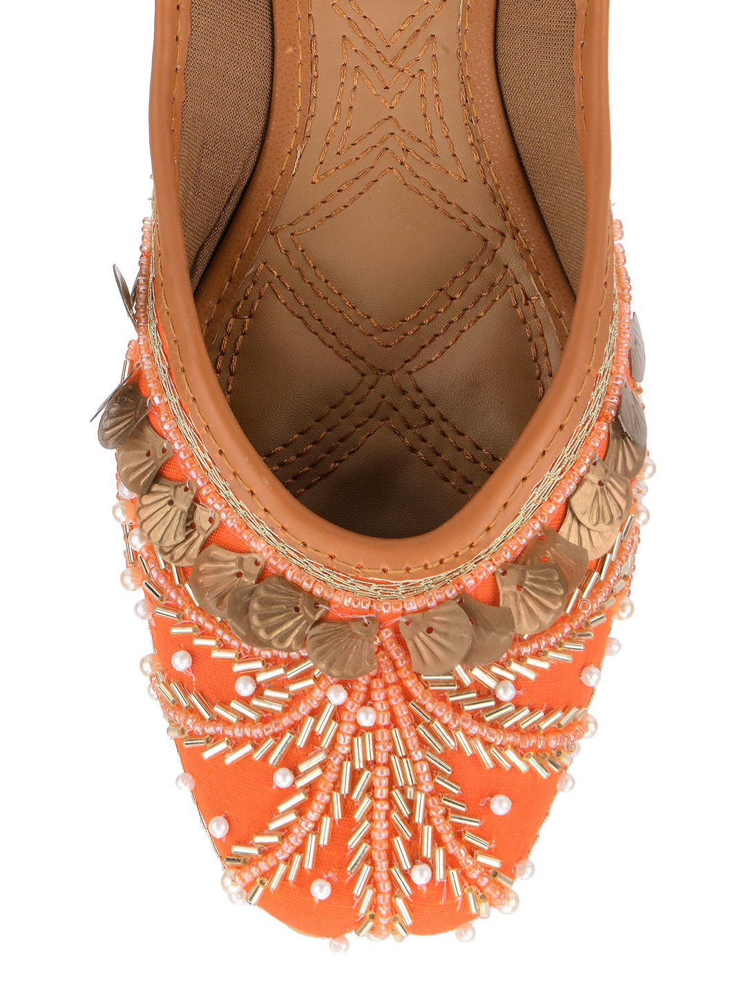 Desi Colour Women Indian Ethnic Footwear-Orange Copper Drop