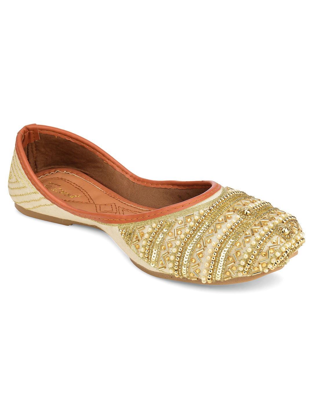 Desi Colour Women Indian Ethnic Footwear-Gold line