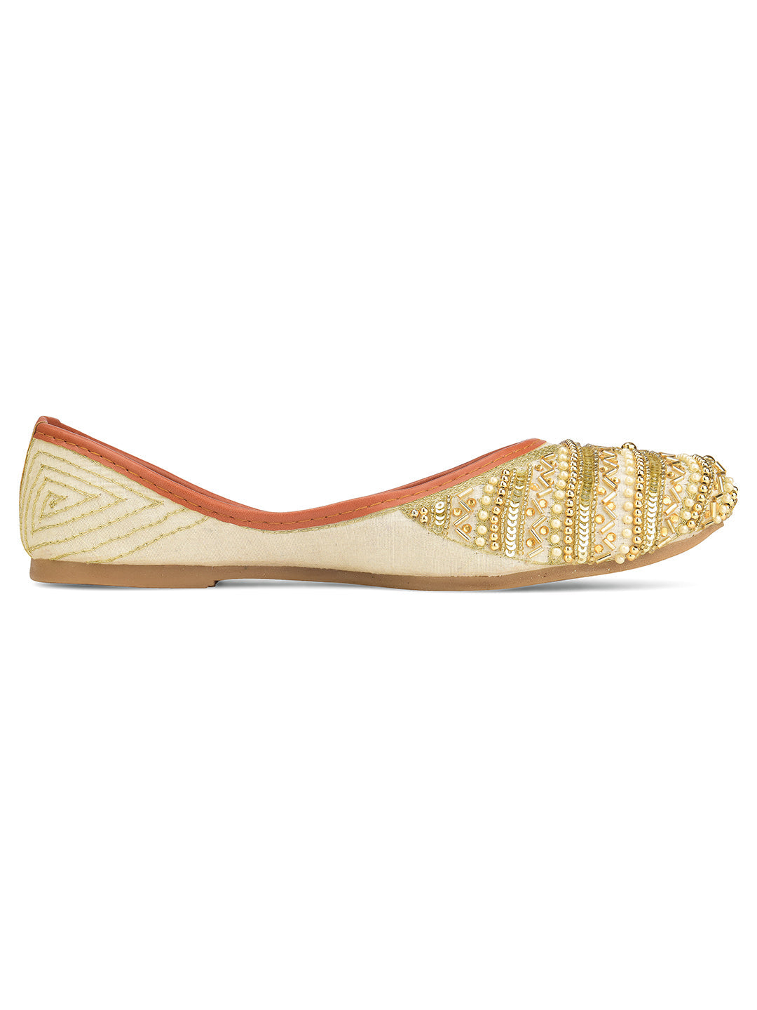 Desi Colour Women Indian Ethnic Footwear-Gold line