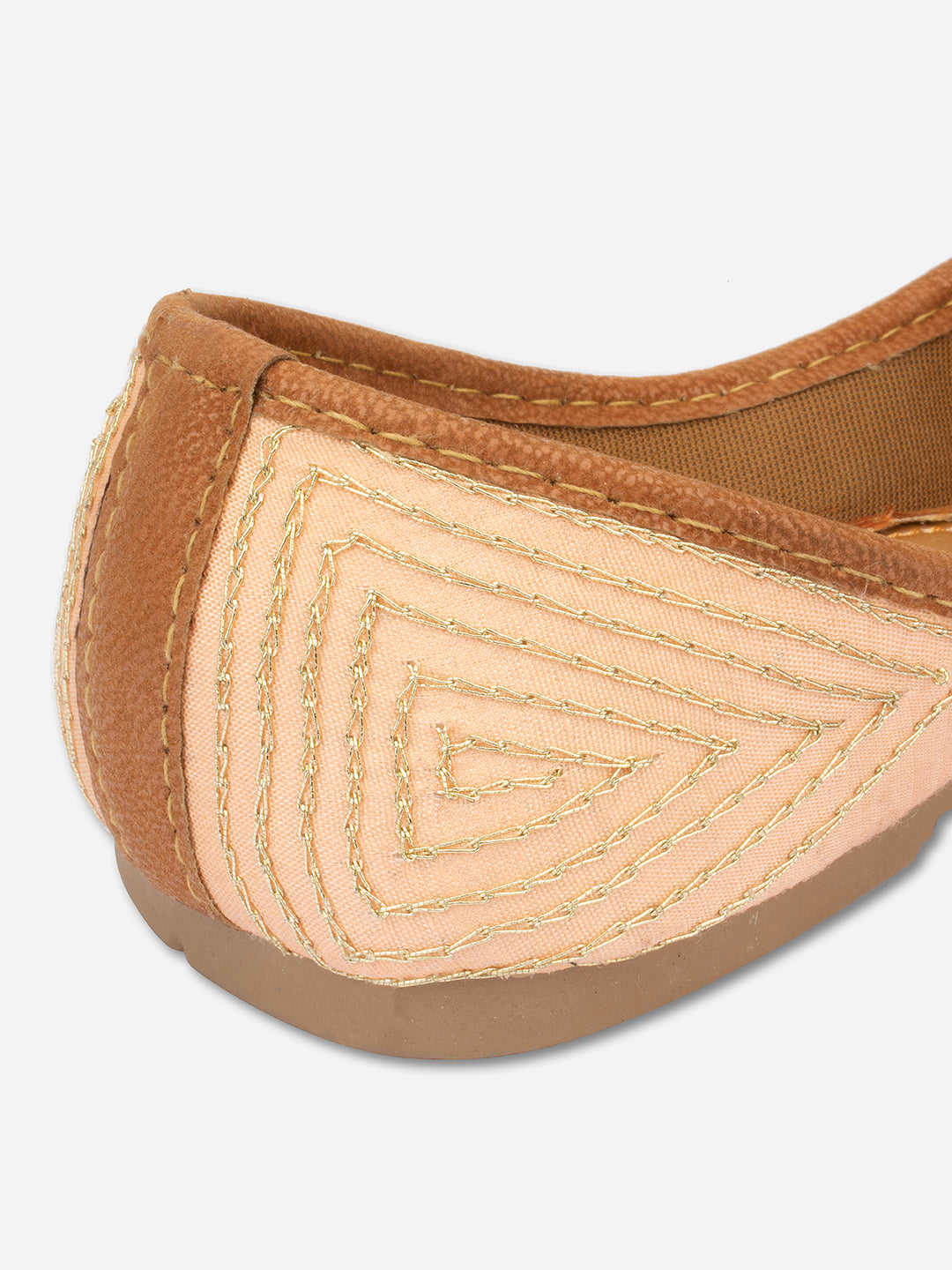 Desi Colour Women Indian Ethnic Footwear-Peach Multi Pearl