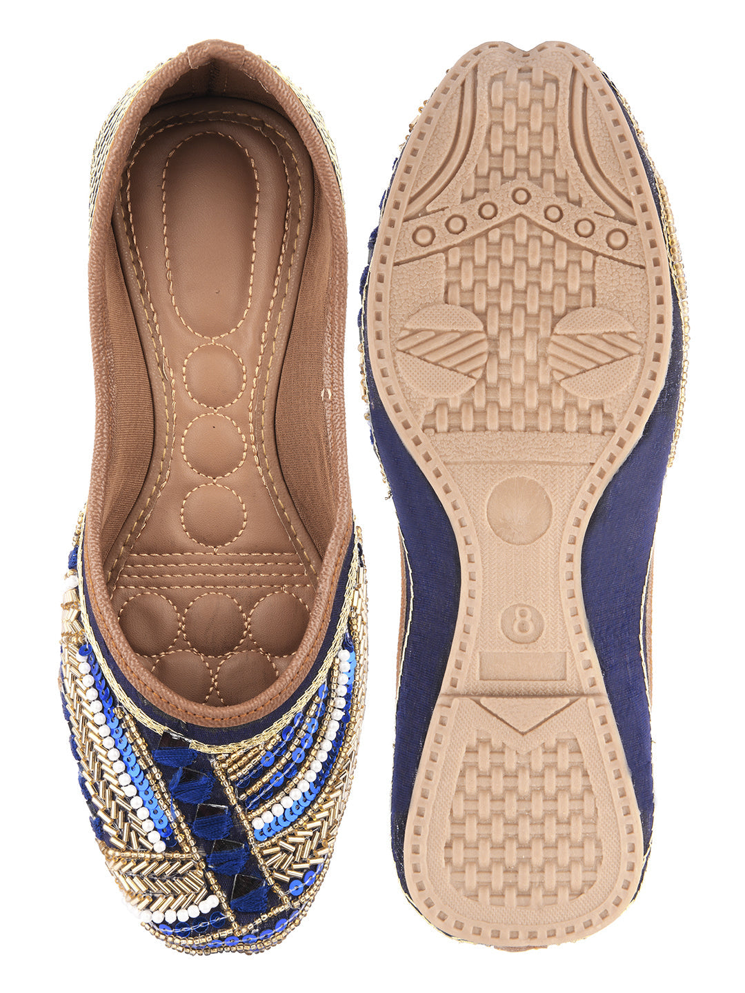 Desi Colour Women Indian Ethnic Footwear-Navy Blue Emb