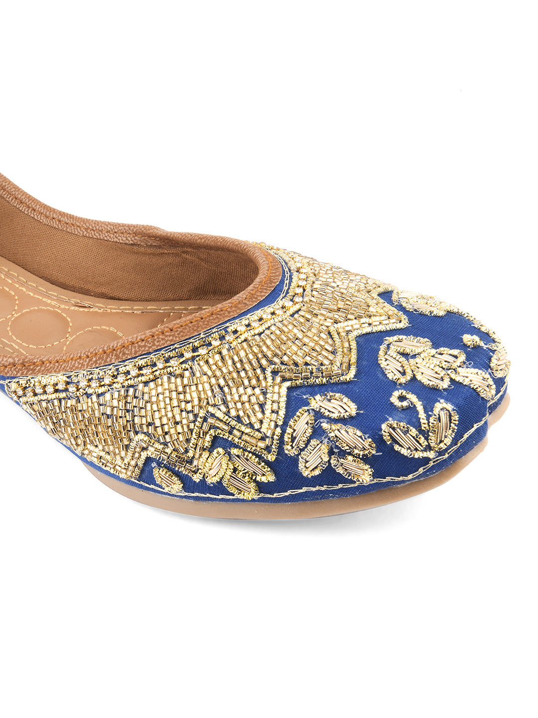 Desi Colour Women Indian Ethnic Footwear-Royal Blue Emb