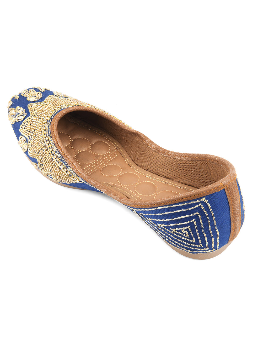 Desi Colour Women Indian Ethnic Footwear-Royal Blue Emb