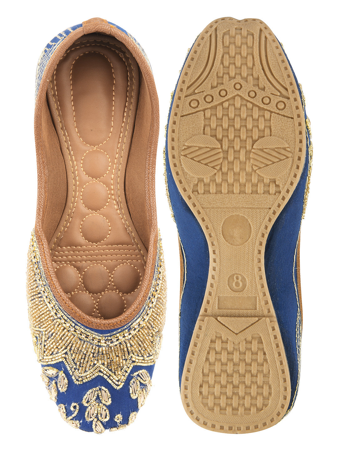 Desi Colour Women Indian Ethnic Footwear-Royal Blue Emb