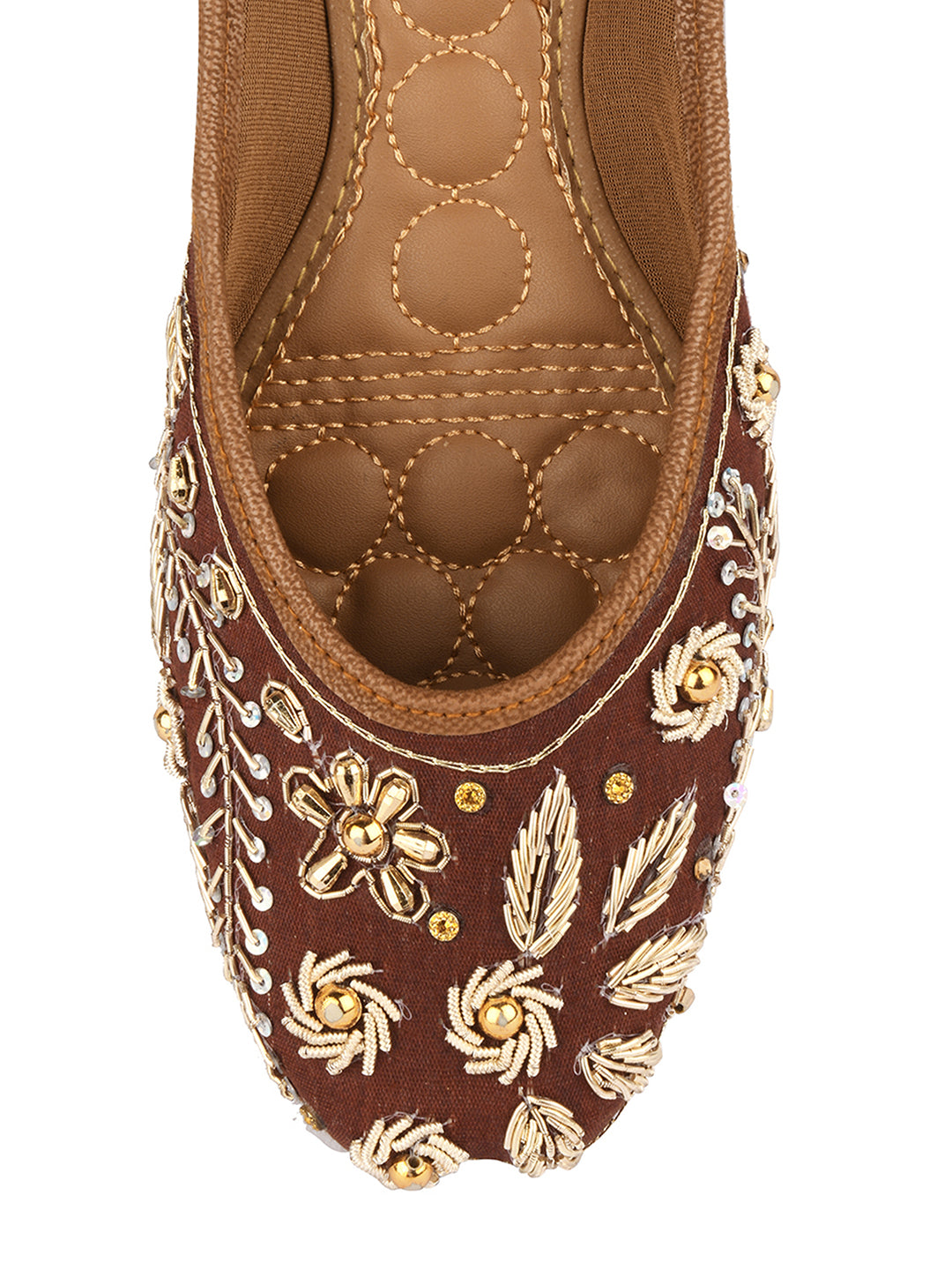 Desi Colour Women Indian Ethnic Footwear-Brown Dabka