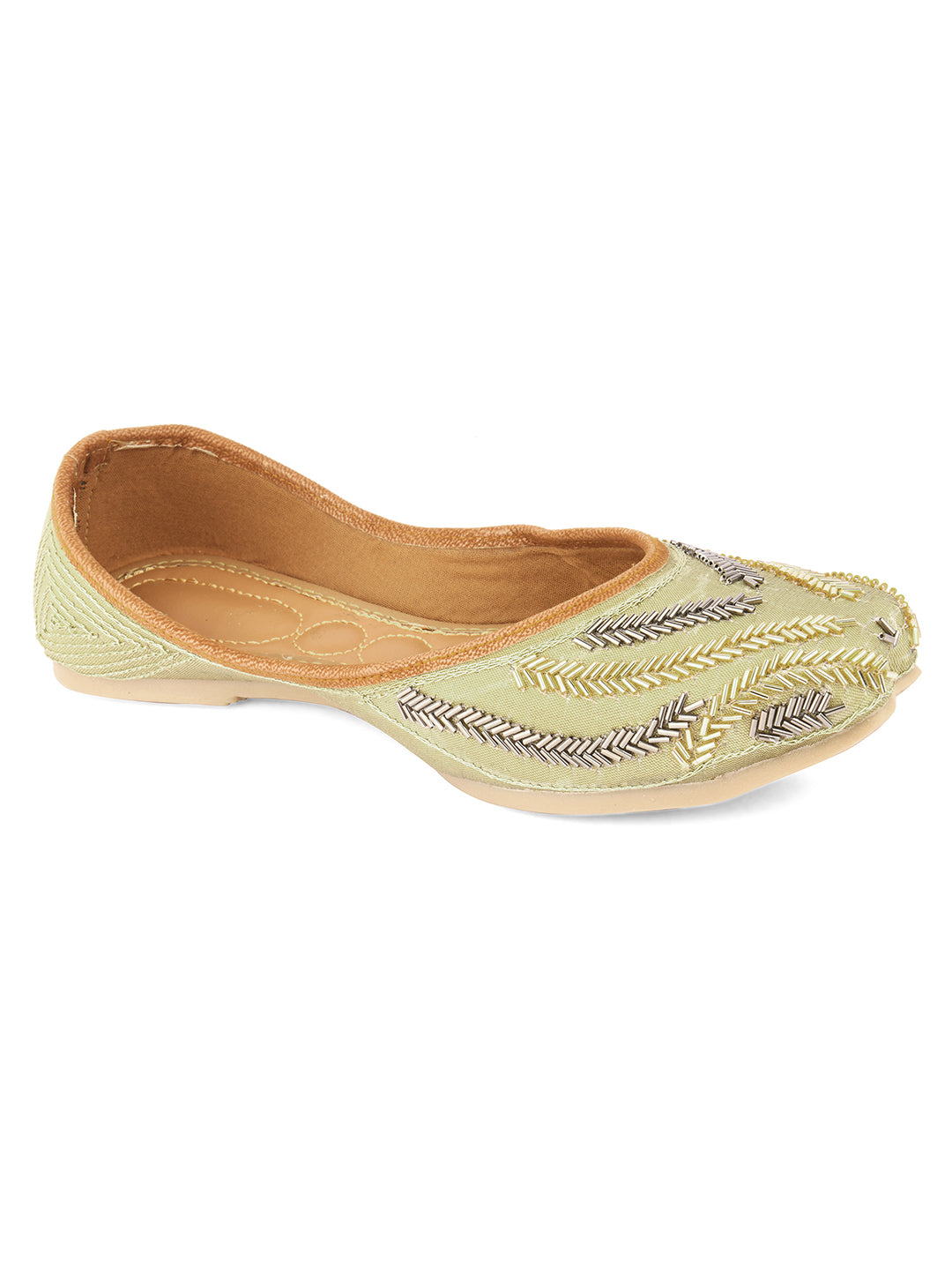 Desi Colour Women Indian Ethnic Footwear-Gold Lines