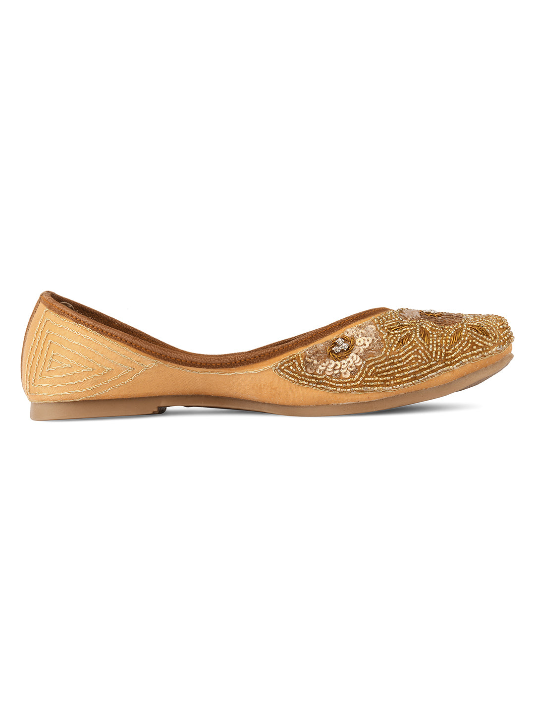 Desi Colour Women Indian Ethnic Footwear-Party Collection - Gold Pearl
