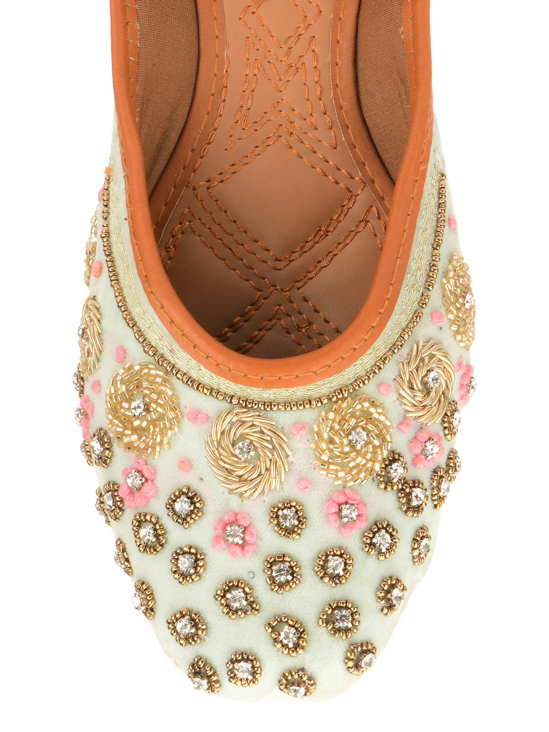 Desi Colour Women Indian Ethnic Footwear-Grey Emb