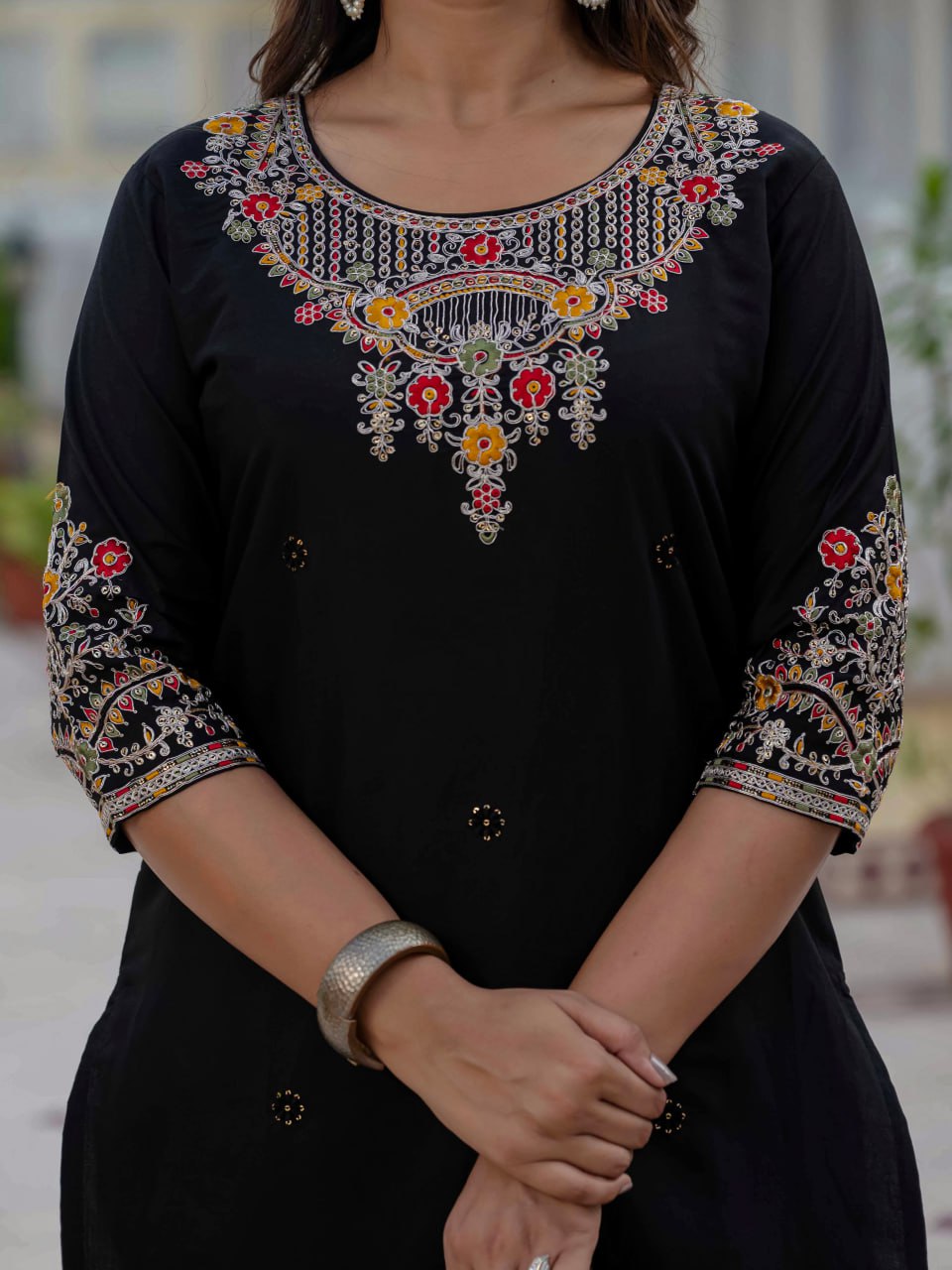 Lehenga Mart Designer Ready To Wear Kurta Pant With Dupatta For Women-Black