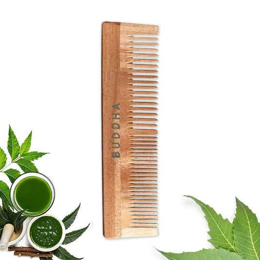Buddha Natural Dual Tooth Kacchi Neem Wooden Comb 