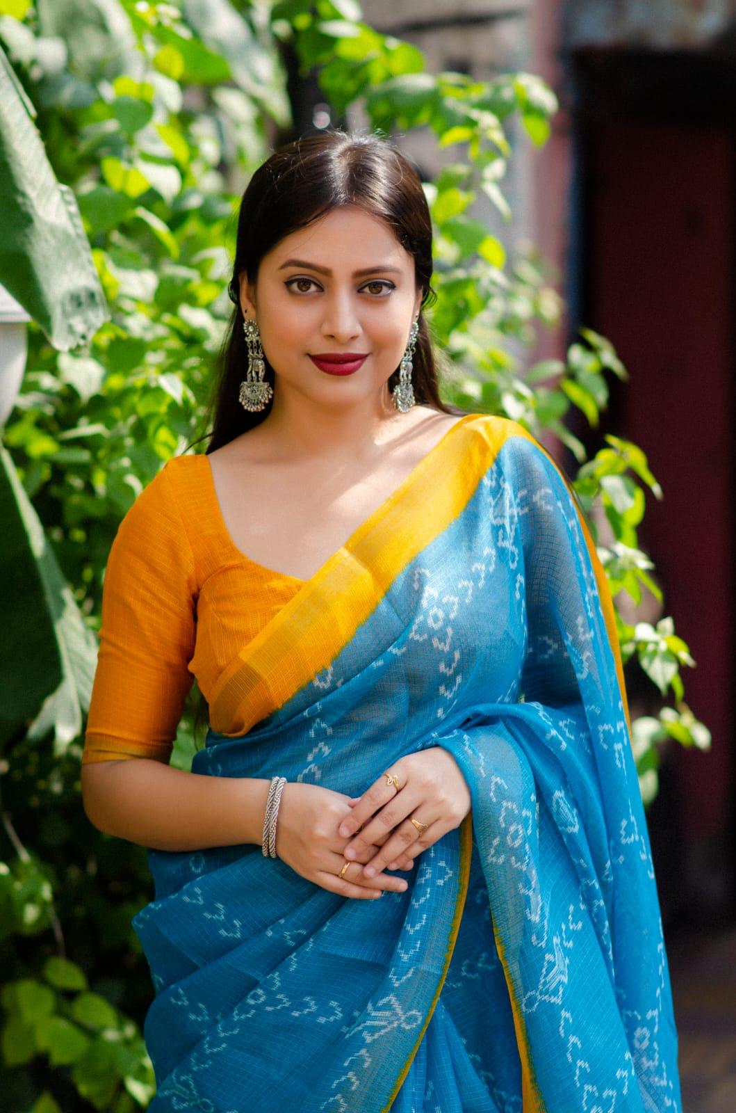 Rama Polycotton Ethnic Motifs Saree with Unstitched Blouse - A2M