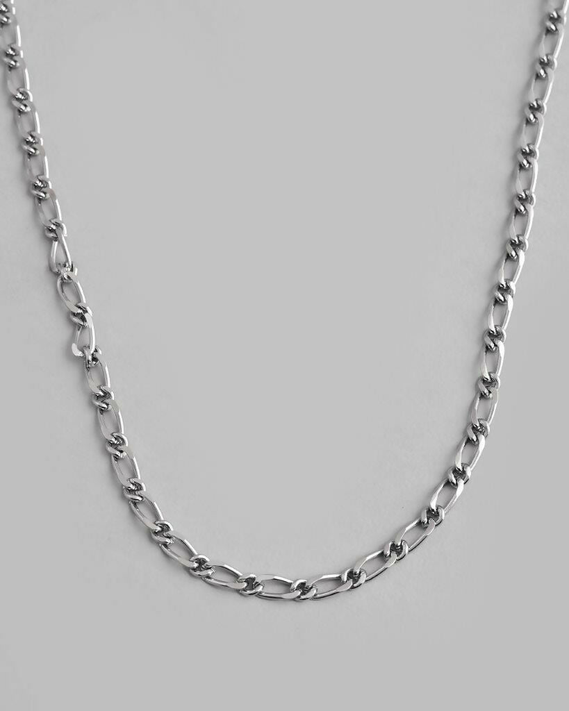 VOJ Men Silver Plated Stainless Steel Cuban Link Chain 