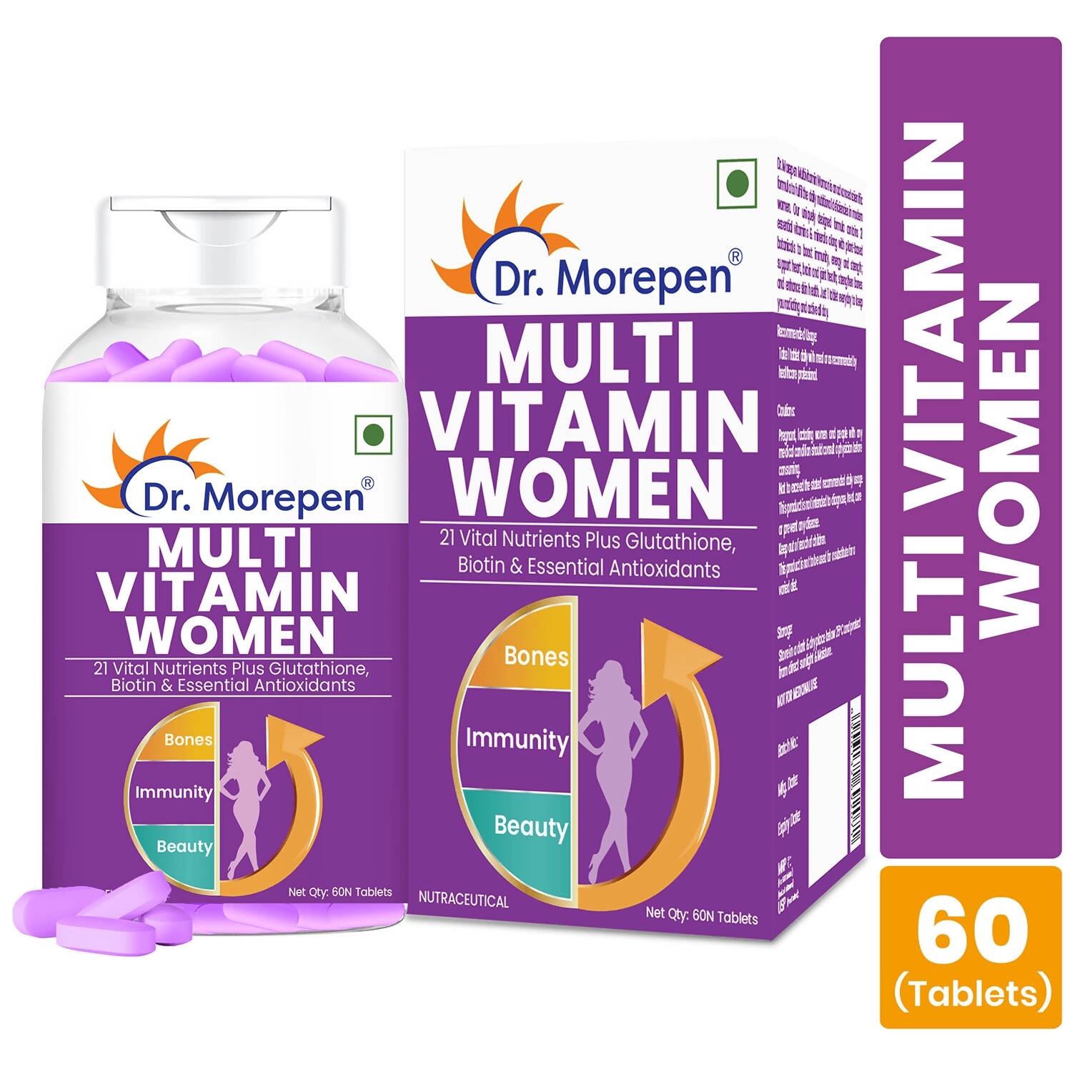 Dr. Morepen Biotin+ Advanced Tablets and Multivitamin Women Tablets Combo 