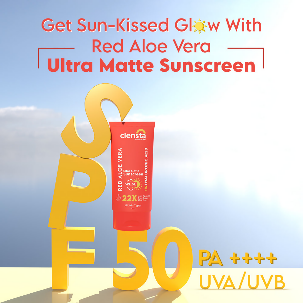 Clensta Red Aloe Vera Ultra Matte Sunscreen SPF 50 