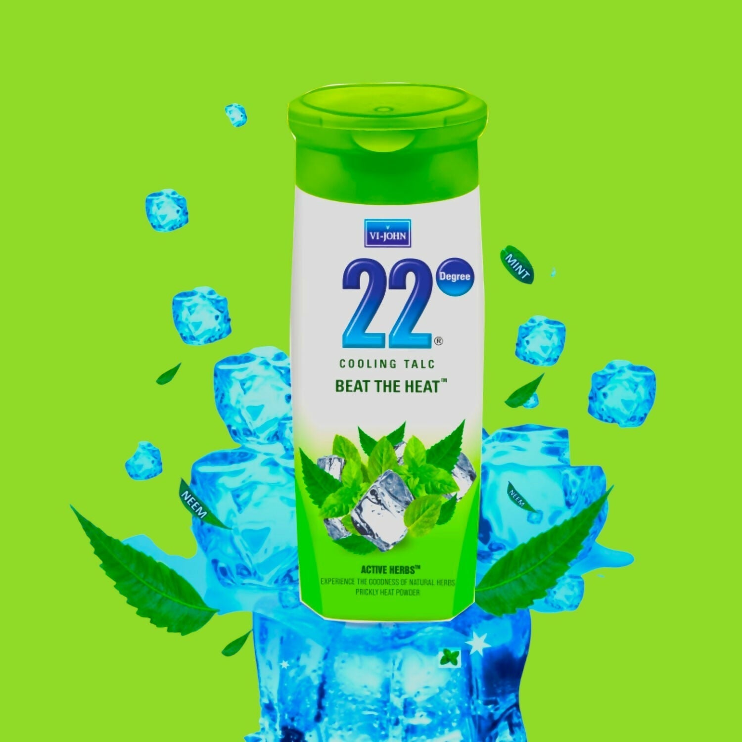 VI-JOHN 22 Degree Cooling Talc Beat the Heat Neem and Mint  Grab2Buy VI-JOHN Grab2Buy