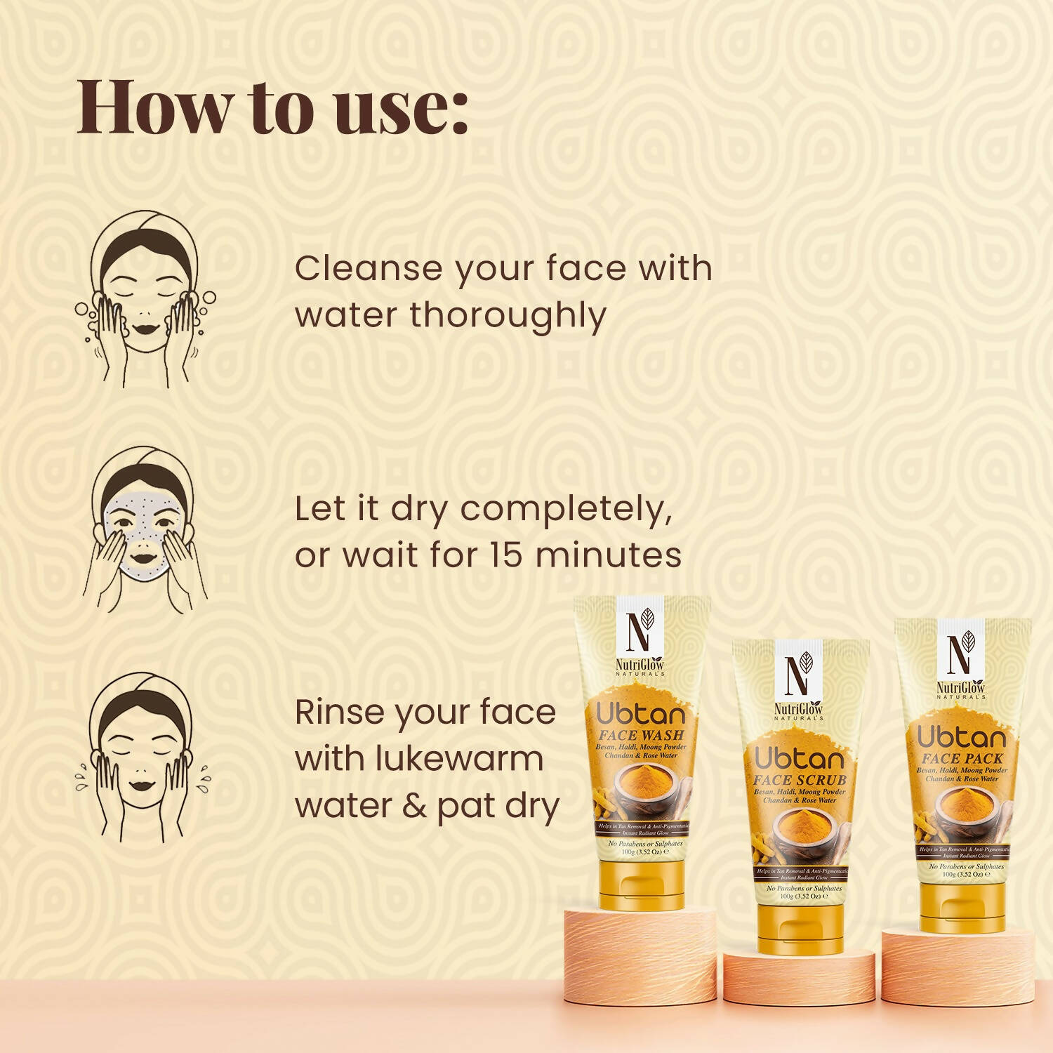 NutriGlow NATURAL'S Ubtan Face & Body Pack with Haldi & Chandan 
