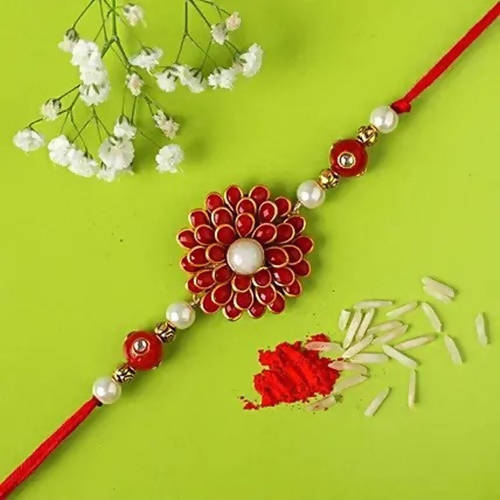Premium Beads Flower Design Rakhi