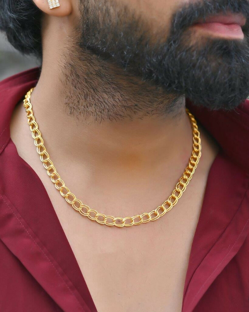 VOJ Gold-Polished Designer Circular Chain For Men 