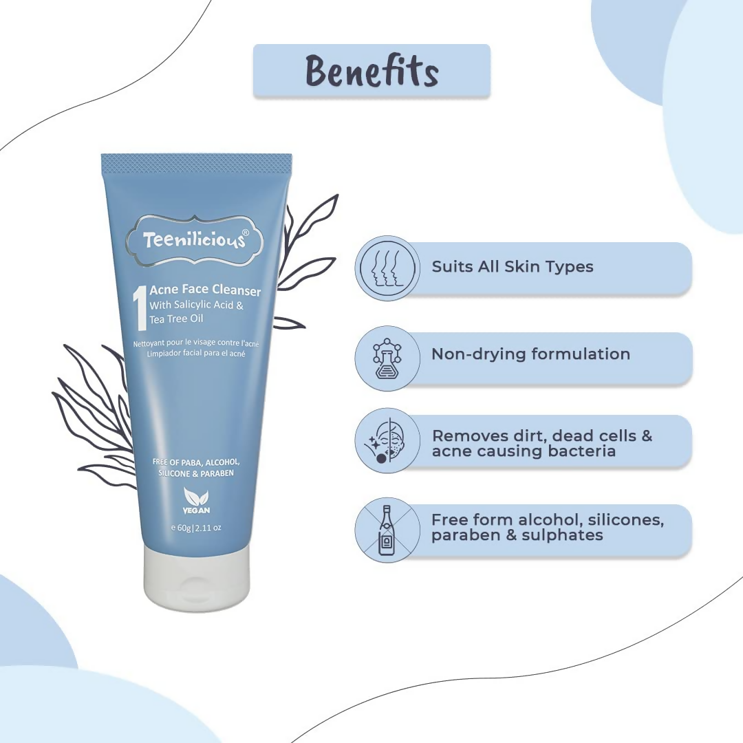 Teenilicious Acne Face Cleanser With 1.5% Salicylic Acid & Tea Tree Oil 