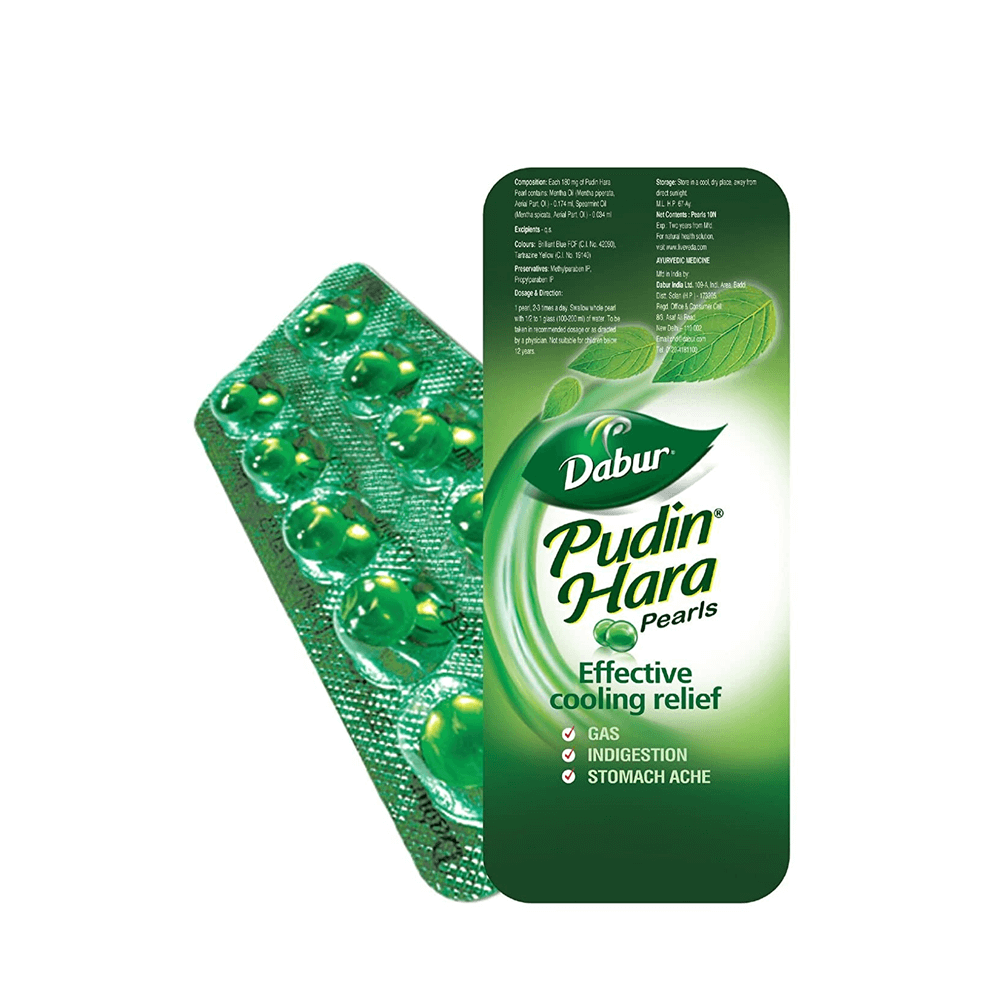 Dabur Pudin Hara Pearls | Peppermint Capsules for Instant Acidity & Gas Relief On-the-Go 