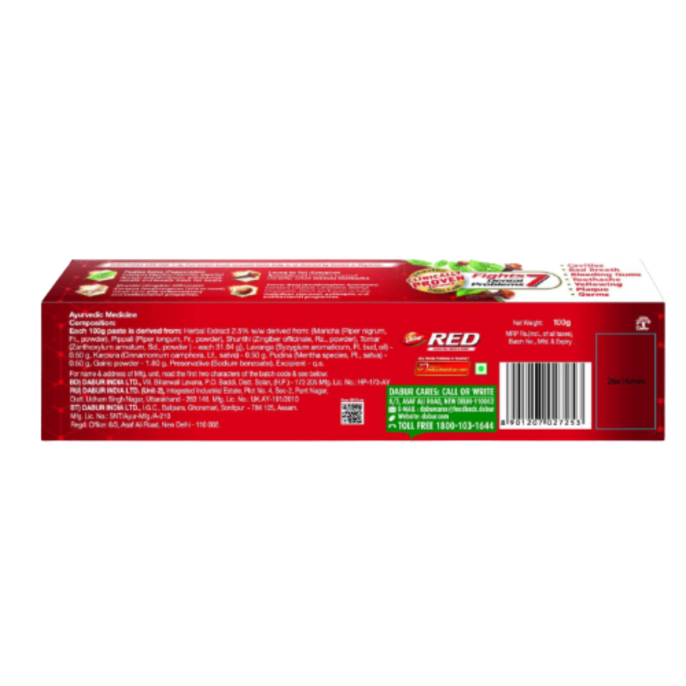 Dabur Red Toothpaste | Ayurvedic Herbal Toothpaste with 13 Active Herbs for Complete Oral Care 