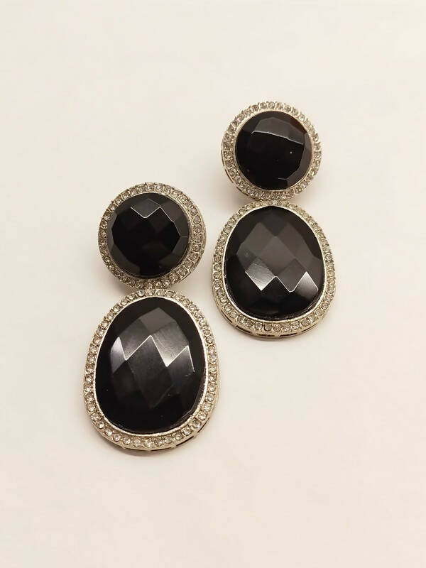 Smart Dangler With Rhino Stone Border Black Earrings For Women and Girls By House of Ree - Grab2buy