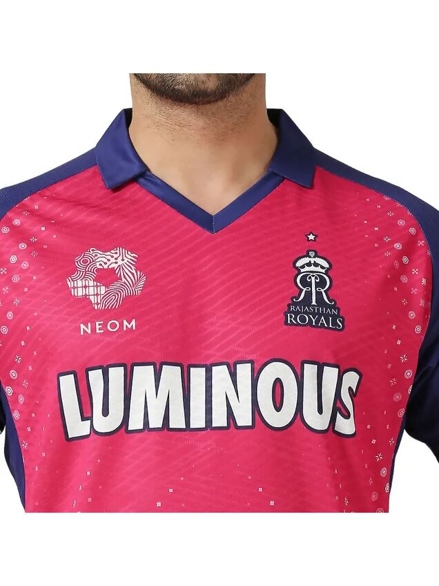 Rajasthan Royals Men Pink Typography Printed Half Sleeves Jersey IPL, T20 