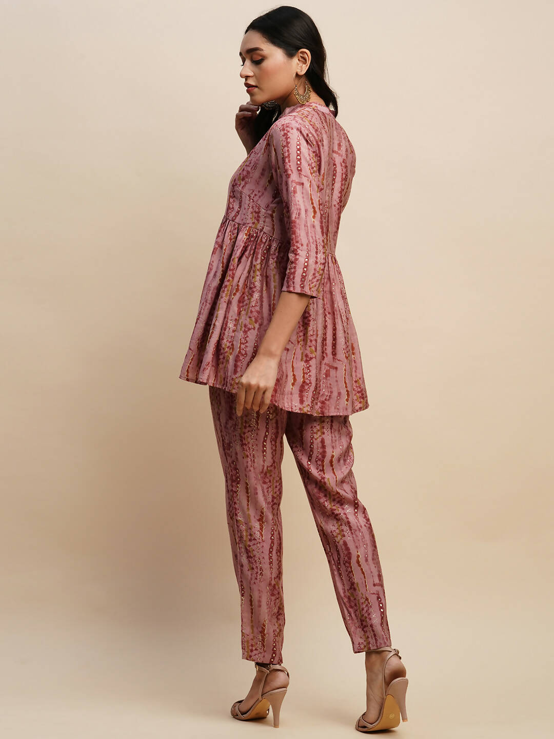 Pink Poly Cotton Tie and dye Printed Top with Matching Trouser - Shivani