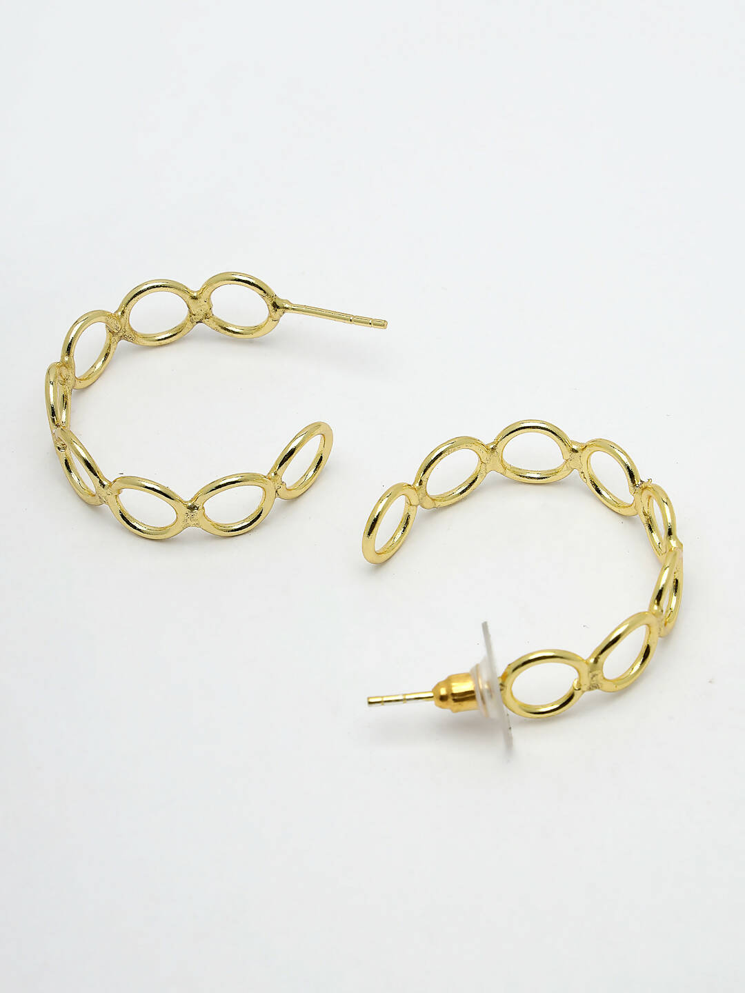 NVR Women Gold-Plated Contemporary Half Hoop Earrings - Grab2buy